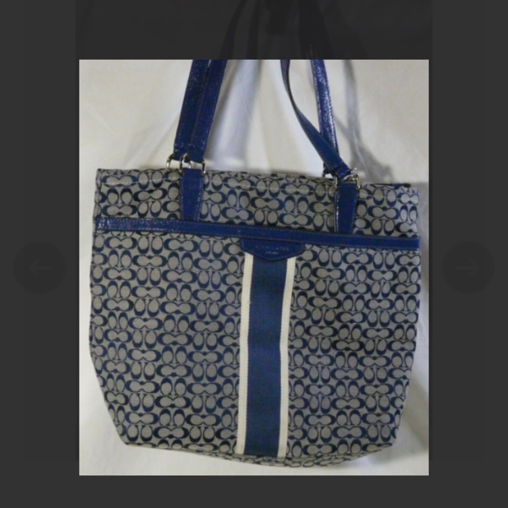 Coach Navy Blue And White Canvas Purse